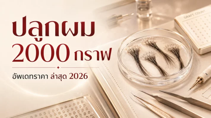 ปลูกผม 2000 กราฟ ราคา ในตลาดปี 2026 — ช่วงราคา 3 ระดับ ราคาในตลาดแบ่งเป็น 3 ช่วงตามมาตรฐานคลินิก ช่วงต่ำ 60,000–120,000 บาท (30–60 บาท/กราฟ) มักพบในคลินิกขนาดเล็ก หรือคลินิกผิวหนังที่เพิ่มบริการ ส่วนใหญ่ใช้พยาบาลทำขั้นตอน implantation